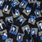 1 Yard Rayon Challis Fabric Blue and Black Talking Heads In the Blues Print 55 inch Width